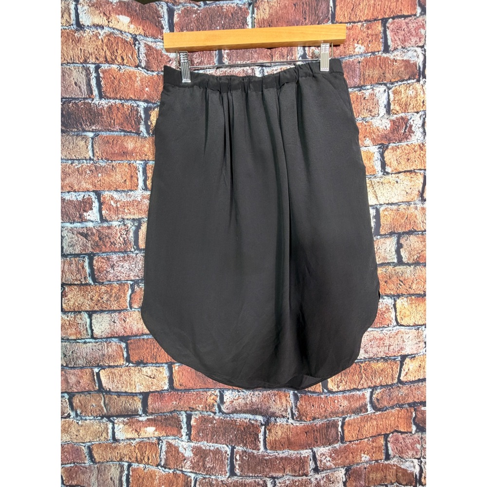 Madewell Womens Black 100% Silk Tulip Draped Skirt Size M C6304 Elastic Waist